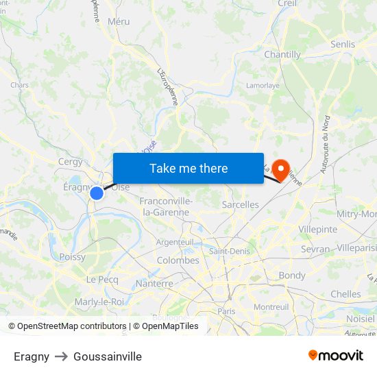 Eragny to Goussainville map