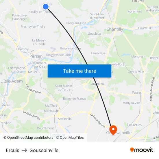 Ercuis to Goussainville map