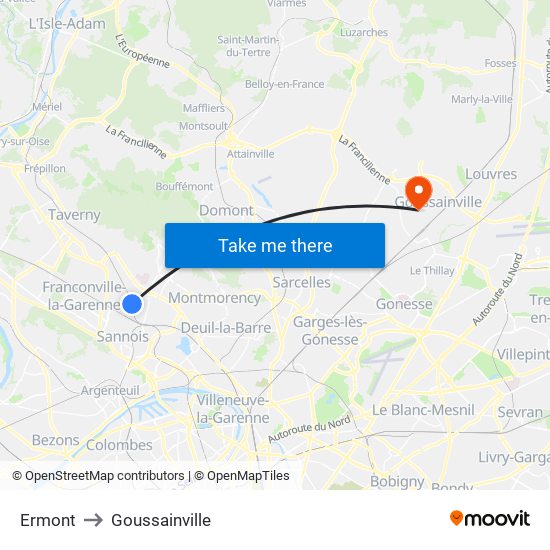 Ermont to Goussainville map