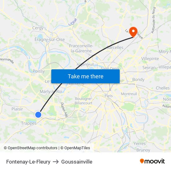 Fontenay-Le-Fleury to Goussainville map