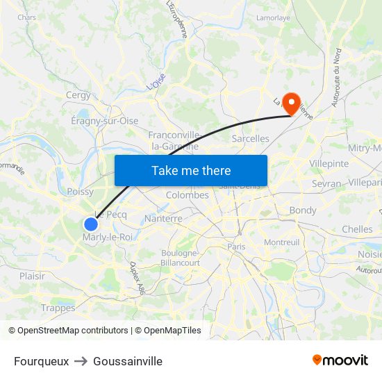 Fourqueux to Goussainville map