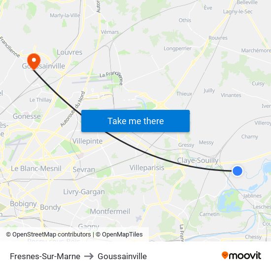 Fresnes-Sur-Marne to Goussainville map