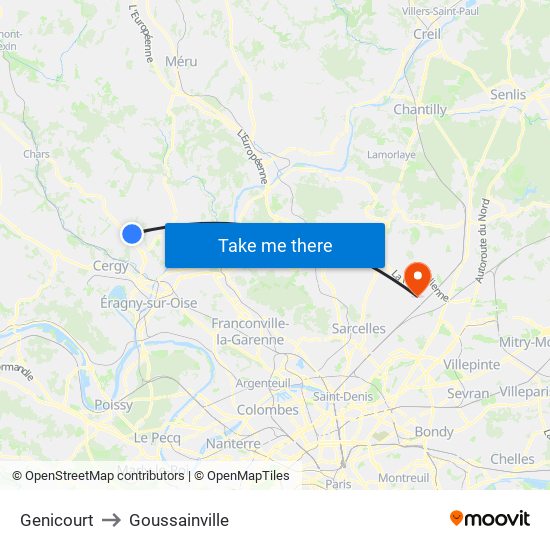 Genicourt to Goussainville map