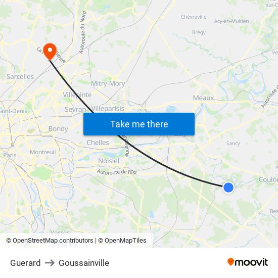 Guerard to Goussainville map