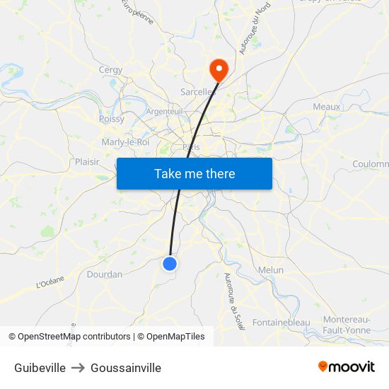 Guibeville to Goussainville map