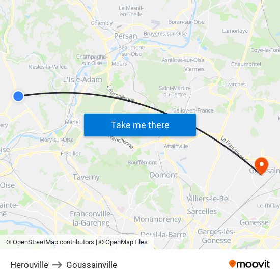 Herouville to Goussainville map