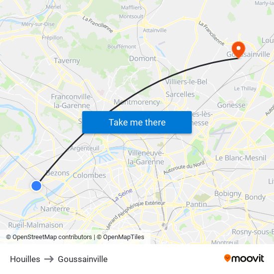 Houilles to Goussainville map