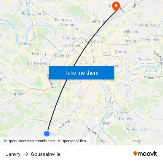 Janvry to Goussainville map