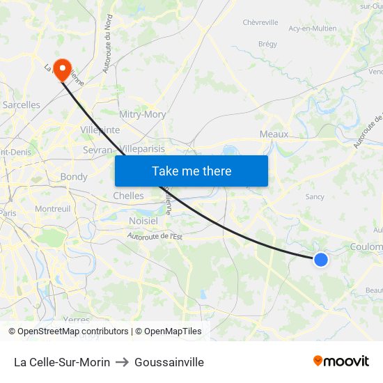 La Celle-Sur-Morin to Goussainville map