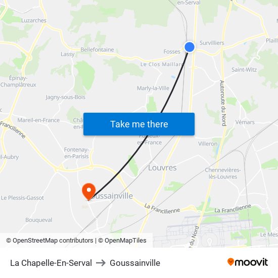 La Chapelle-En-Serval to Goussainville map