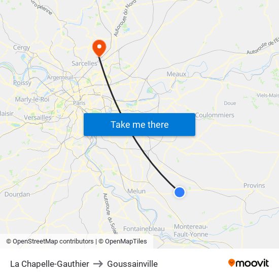 La Chapelle-Gauthier to Goussainville map