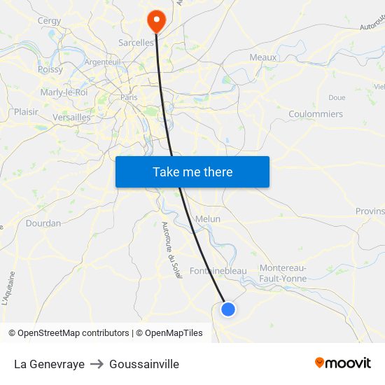 La Genevraye to Goussainville map