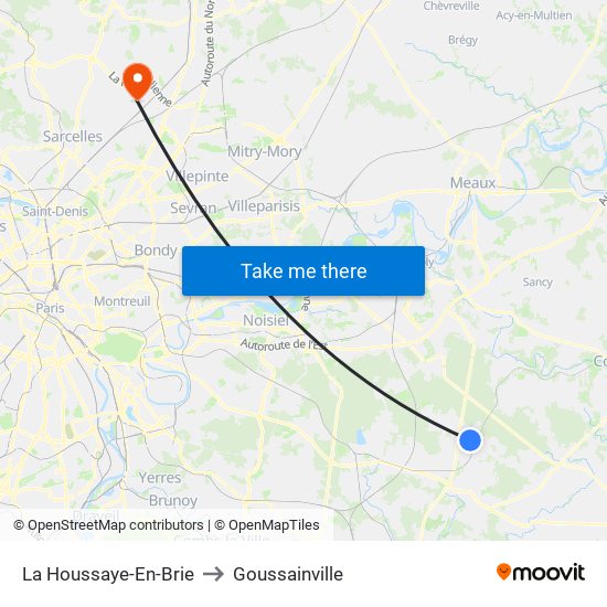 La Houssaye-En-Brie to Goussainville map