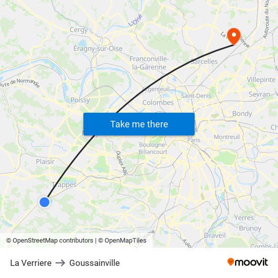 La Verriere to Goussainville map
