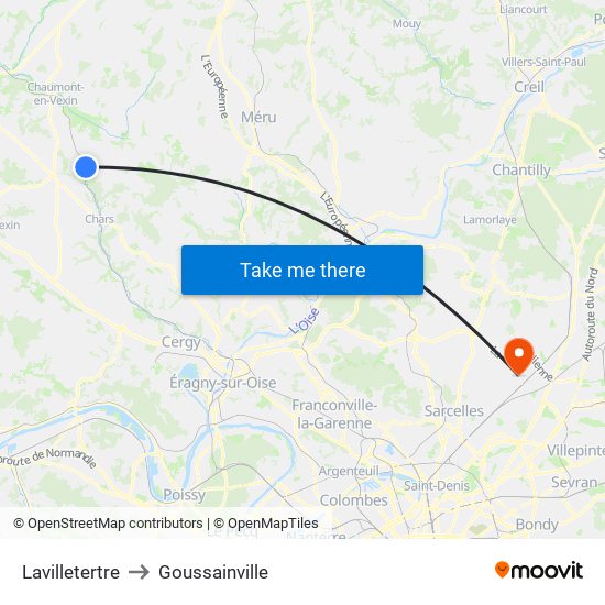 Lavilletertre to Goussainville map