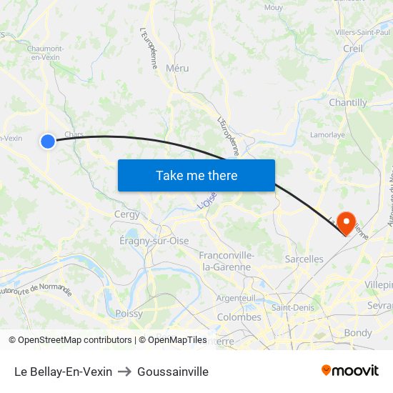 Le Bellay-En-Vexin to Goussainville map