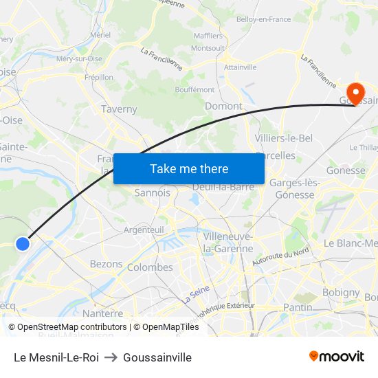 Le Mesnil-Le-Roi to Goussainville map