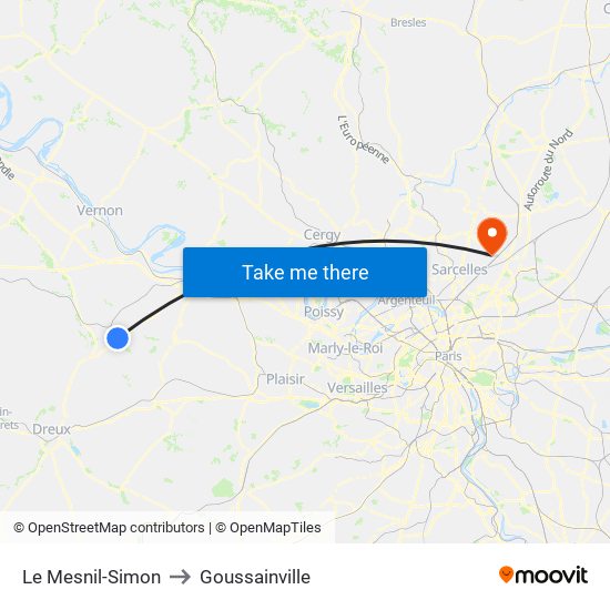 Le Mesnil-Simon to Goussainville map