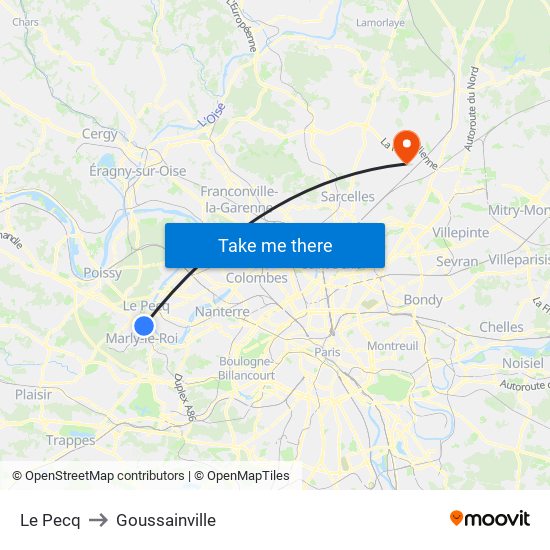 Le Pecq to Goussainville map
