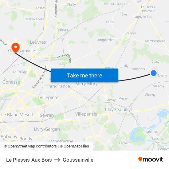 Le Plessis-Aux-Bois to Goussainville map