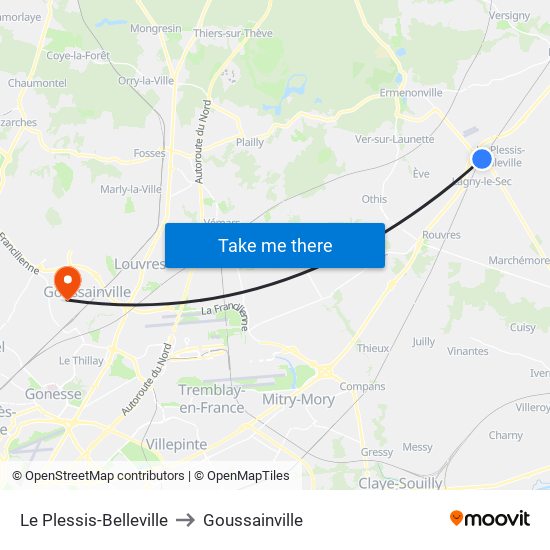 Le Plessis-Belleville to Goussainville map