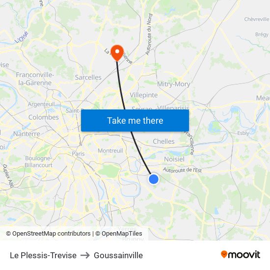 Le Plessis-Trevise to Goussainville map