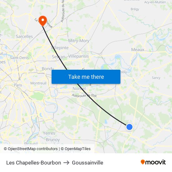 Les Chapelles-Bourbon to Goussainville map