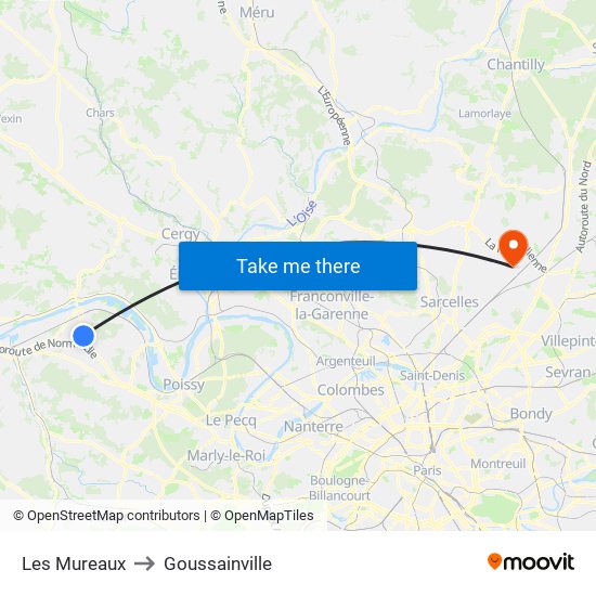 Les Mureaux to Goussainville map