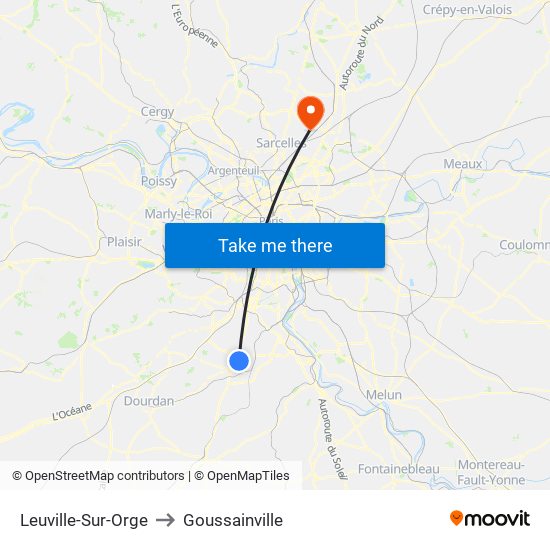 Leuville-Sur-Orge to Goussainville map