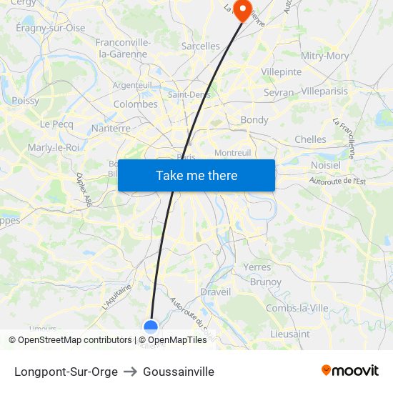 Longpont-Sur-Orge to Goussainville map