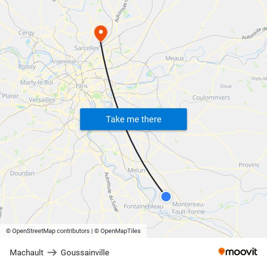 Machault to Goussainville map