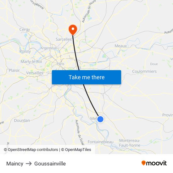 Maincy to Goussainville map