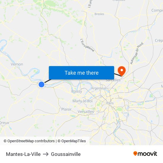 Mantes-La-Ville to Goussainville map