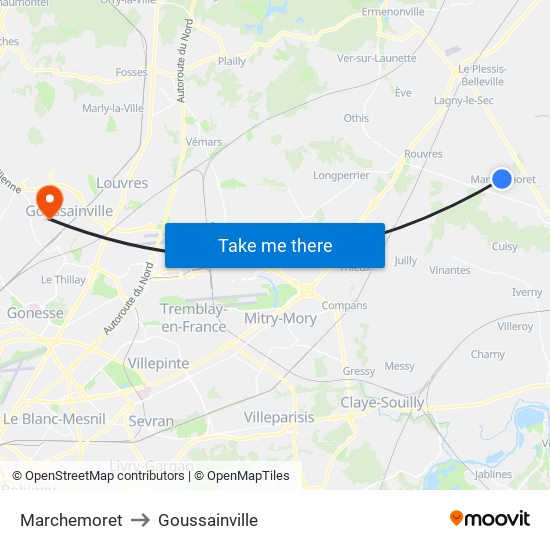 Marchemoret to Goussainville map