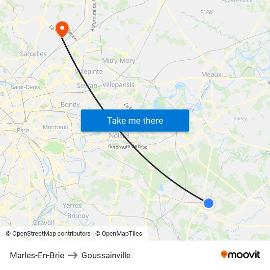 Marles-En-Brie to Goussainville map