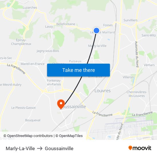 Marly-La-Ville to Goussainville map