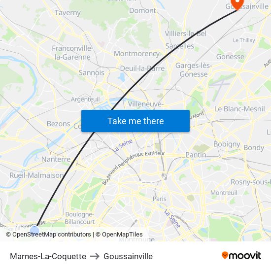 Marnes-La-Coquette to Goussainville map