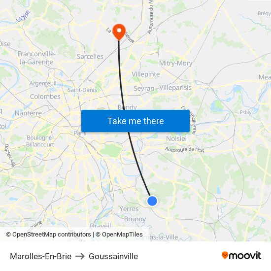 Marolles-En-Brie to Goussainville map