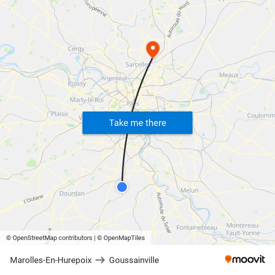 Marolles-En-Hurepoix to Goussainville map