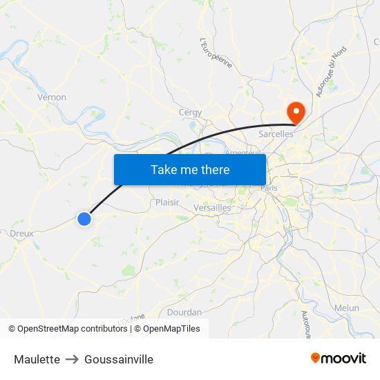Maulette to Goussainville map