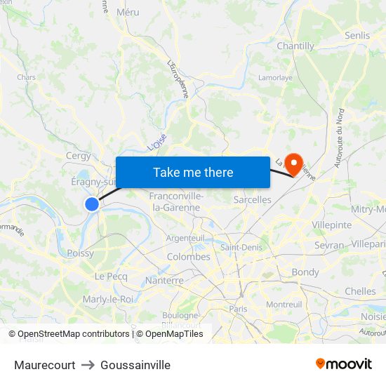Maurecourt to Goussainville map