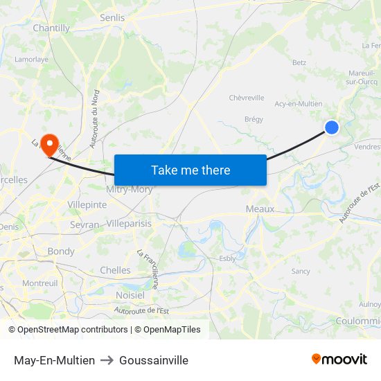 May-En-Multien to Goussainville map