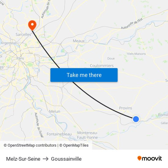 Melz-Sur-Seine to Goussainville map