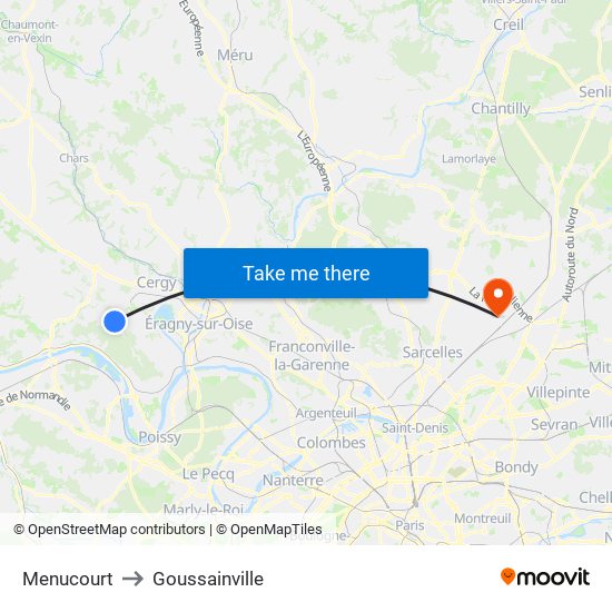 Menucourt to Goussainville map
