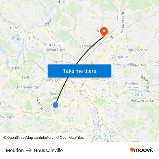Meudon to Goussainville map
