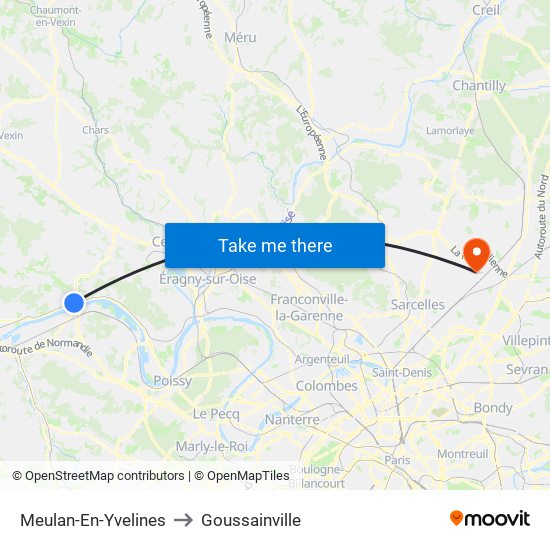 Meulan-En-Yvelines to Goussainville map