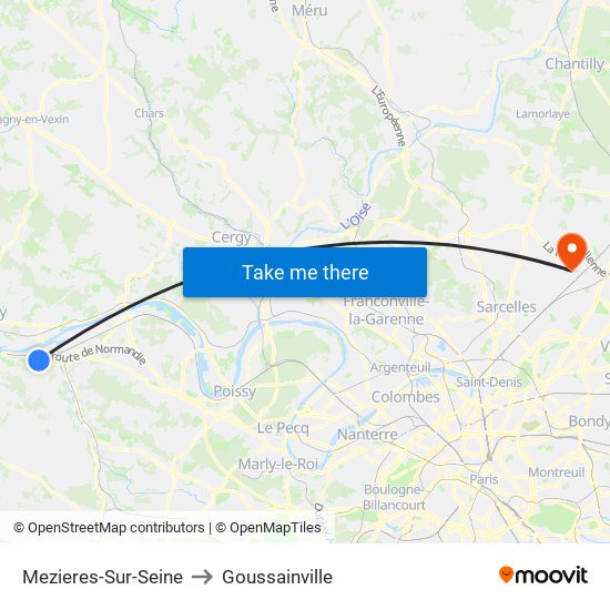 Mezieres-Sur-Seine to Goussainville map