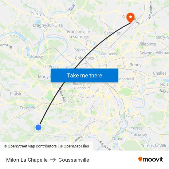 Milon-La-Chapelle to Goussainville map