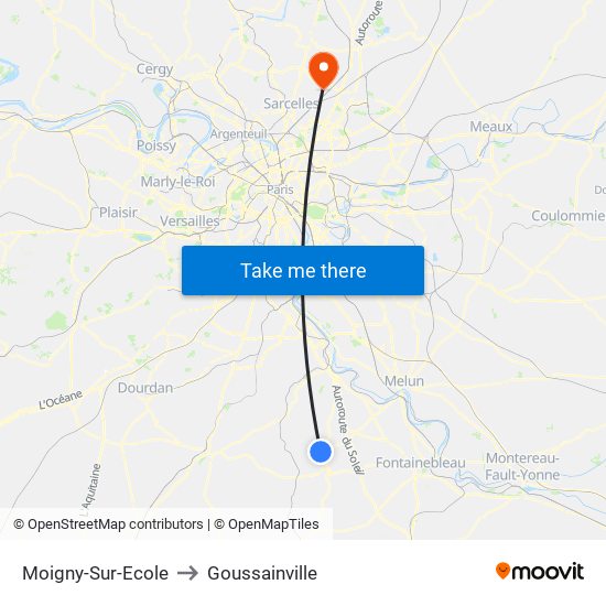 Moigny-Sur-Ecole to Goussainville map