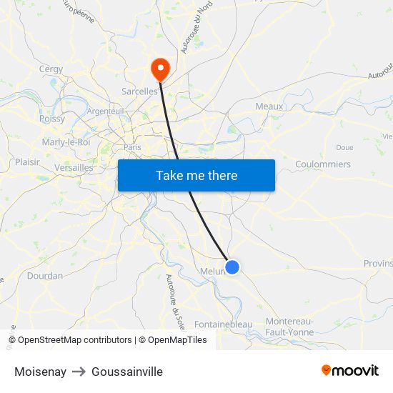 Moisenay to Goussainville map